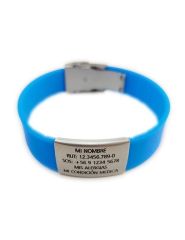 Pulsera Silicon ID AZUL