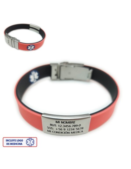 Pulsera Medical ROJO NEGRO