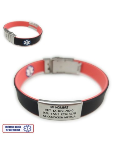Pulsera Medical ROJO NEGRO 2
