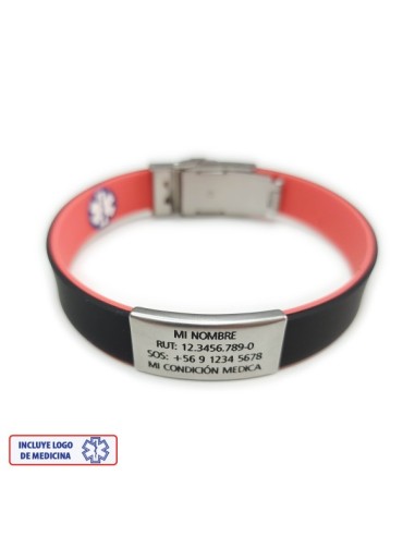 Pulsera Medical ROJO NEGRO