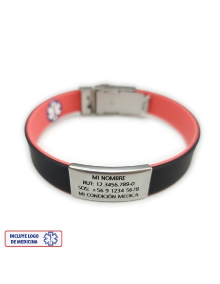 Pulsera Medical ROJO NEGRO